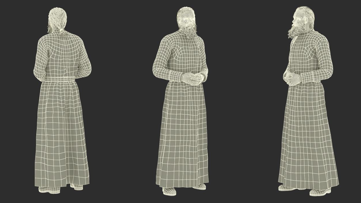 3D Monk of Orthodox Church Wearing Cassock Standing model