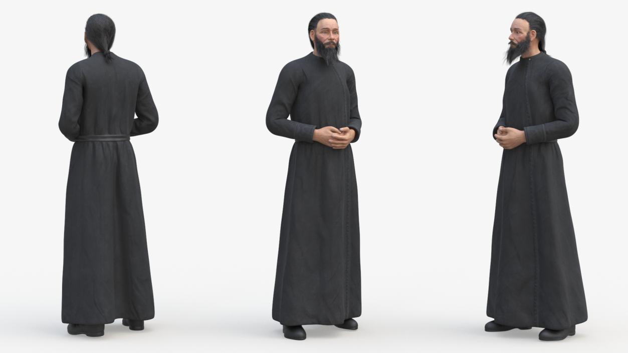 3D Monk of Orthodox Church Wearing Cassock Standing model