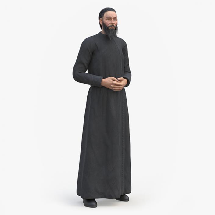 3D Monk of Orthodox Church Wearing Cassock Standing model