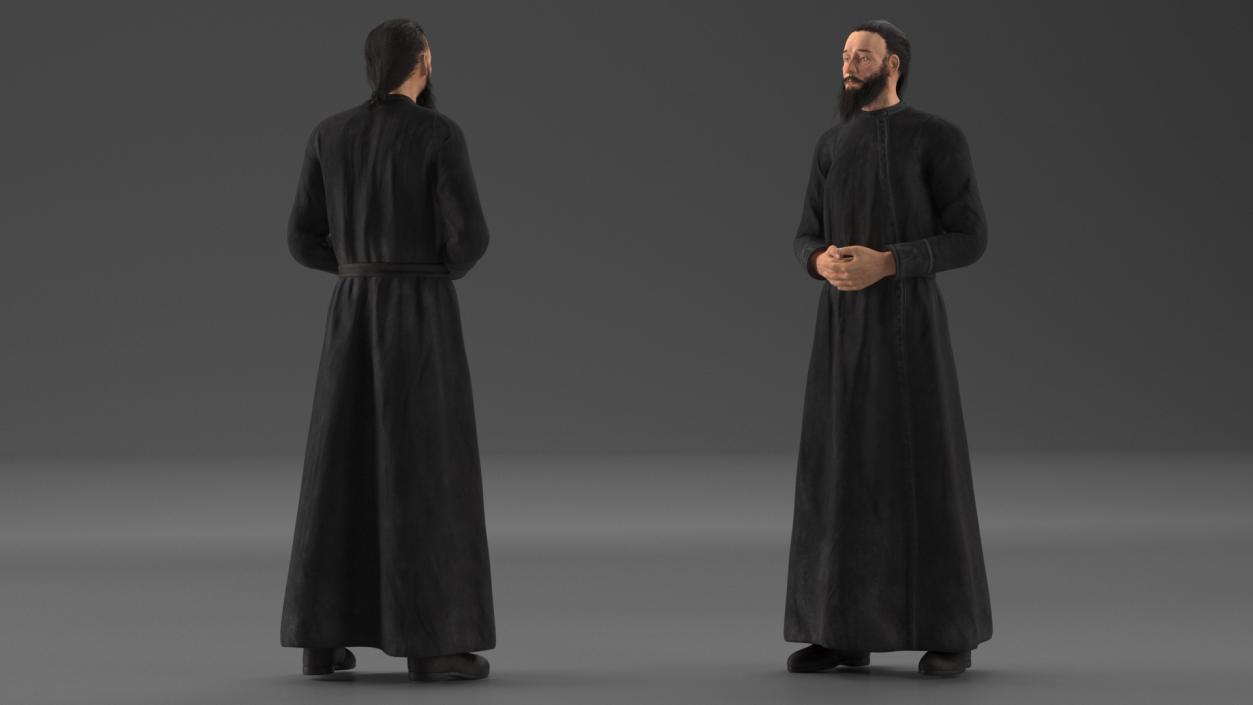 3D Monk of Orthodox Church Wearing Cassock Standing model