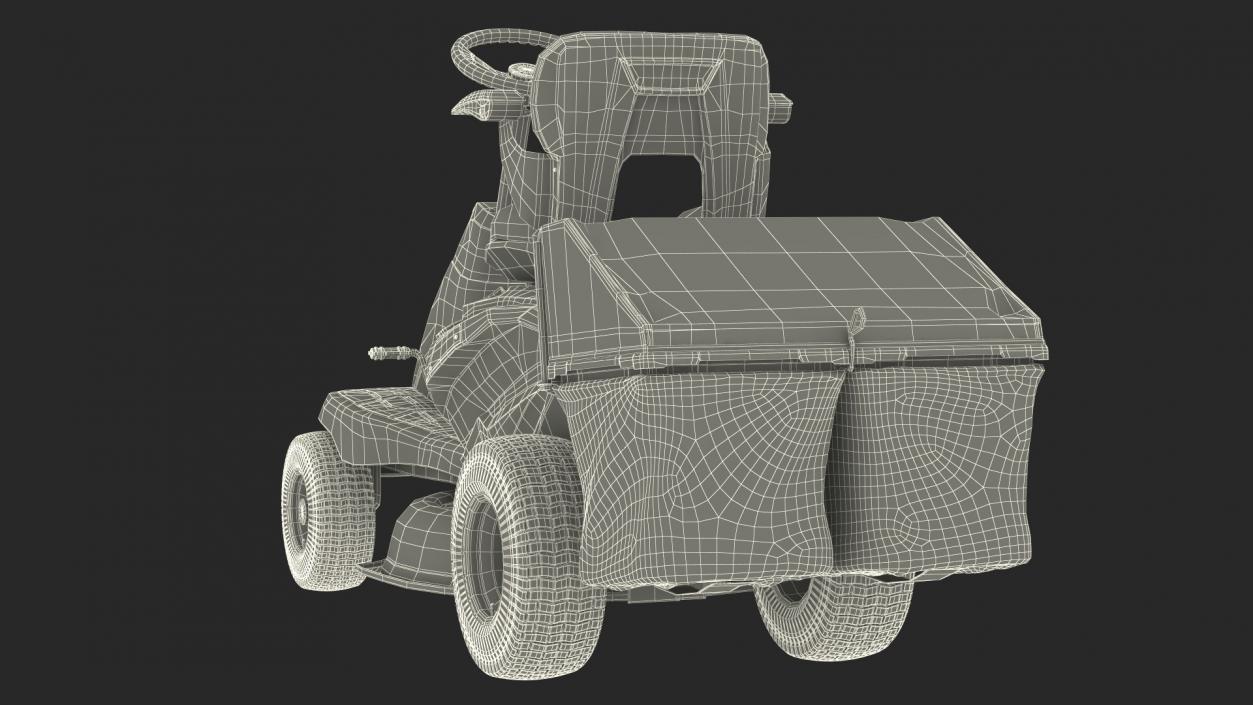 3D Sitting Farmer on Lawn-Mower with Grass Compartment