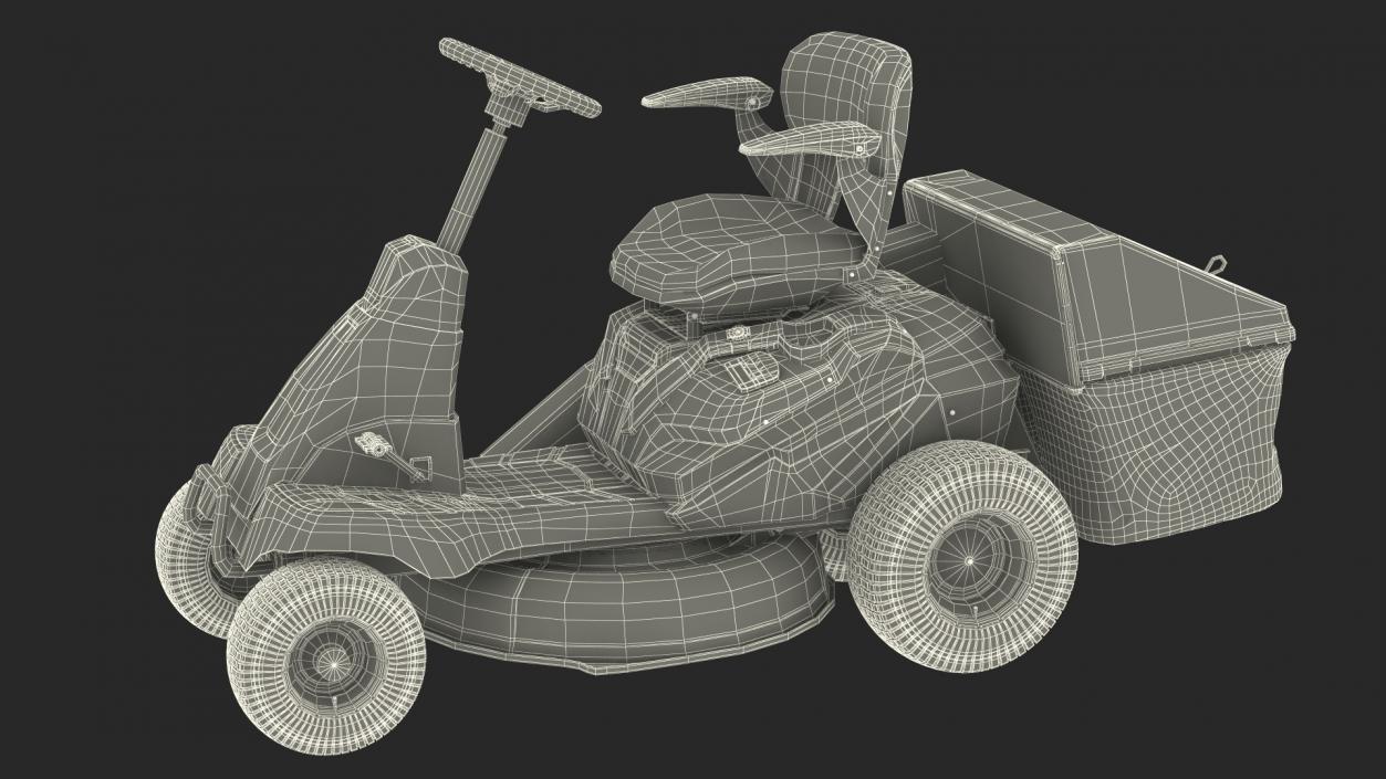 3D Sitting Farmer on Lawn-Mower with Grass Compartment