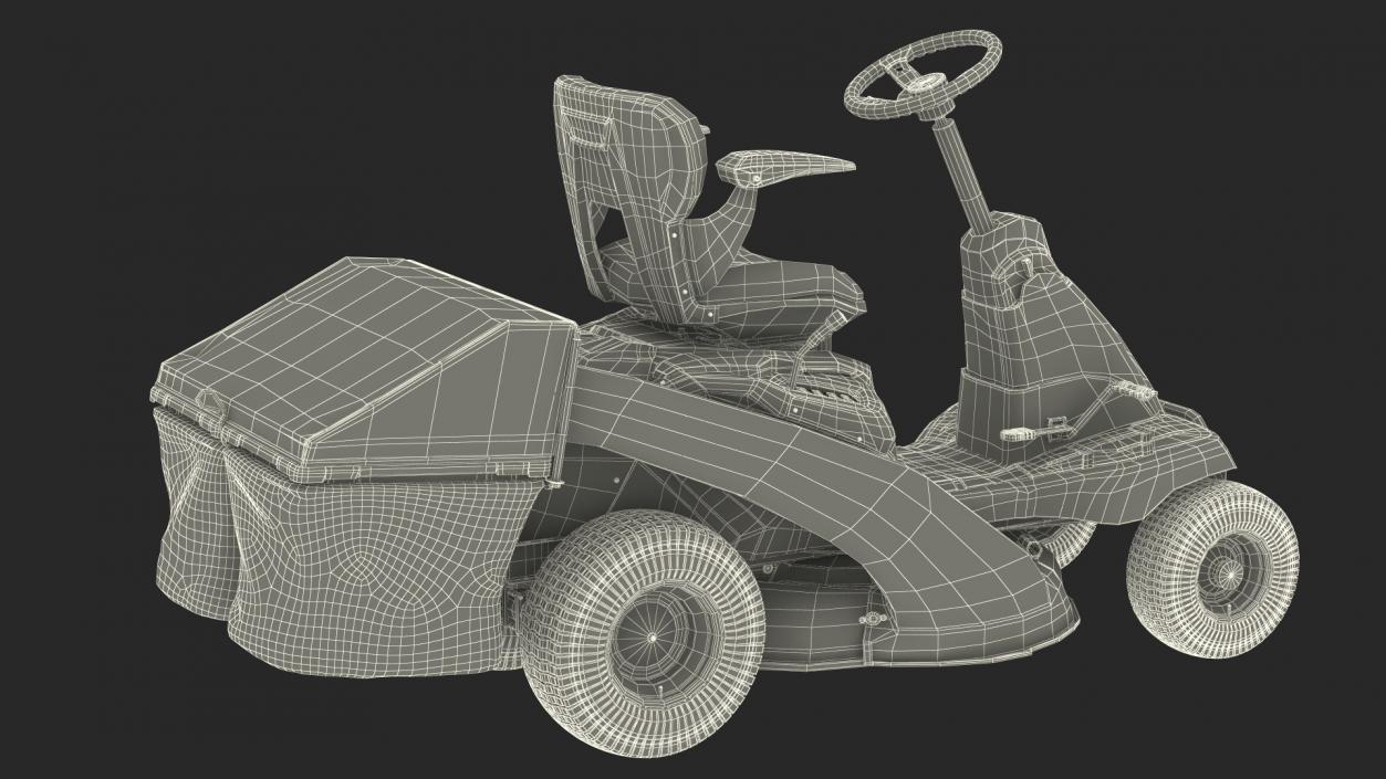 3D Sitting Farmer on Lawn-Mower with Grass Compartment