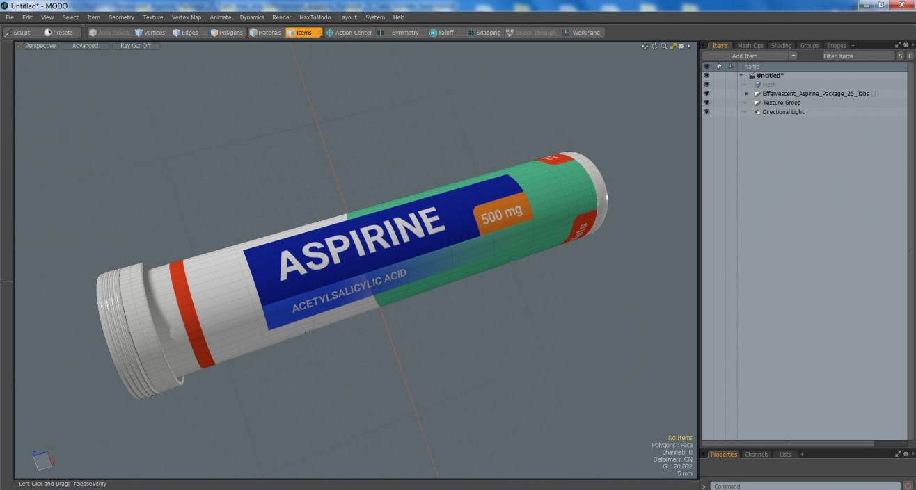 Effervescent Aspirine Package 25 Tabs 2 3D model