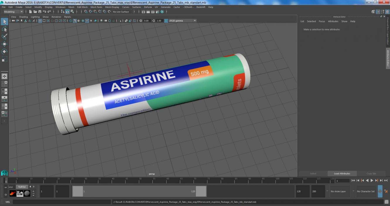 Effervescent Aspirine Package 25 Tabs 2 3D model