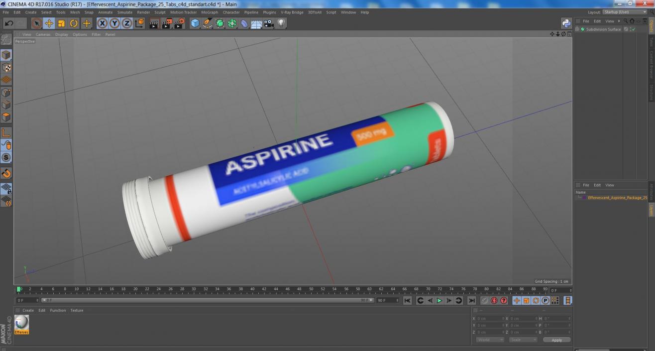 Effervescent Aspirine Package 25 Tabs 2 3D model