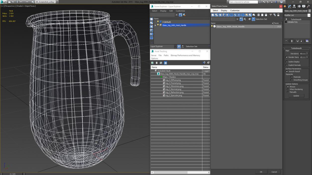 3D Glass Jug With Hook Handle