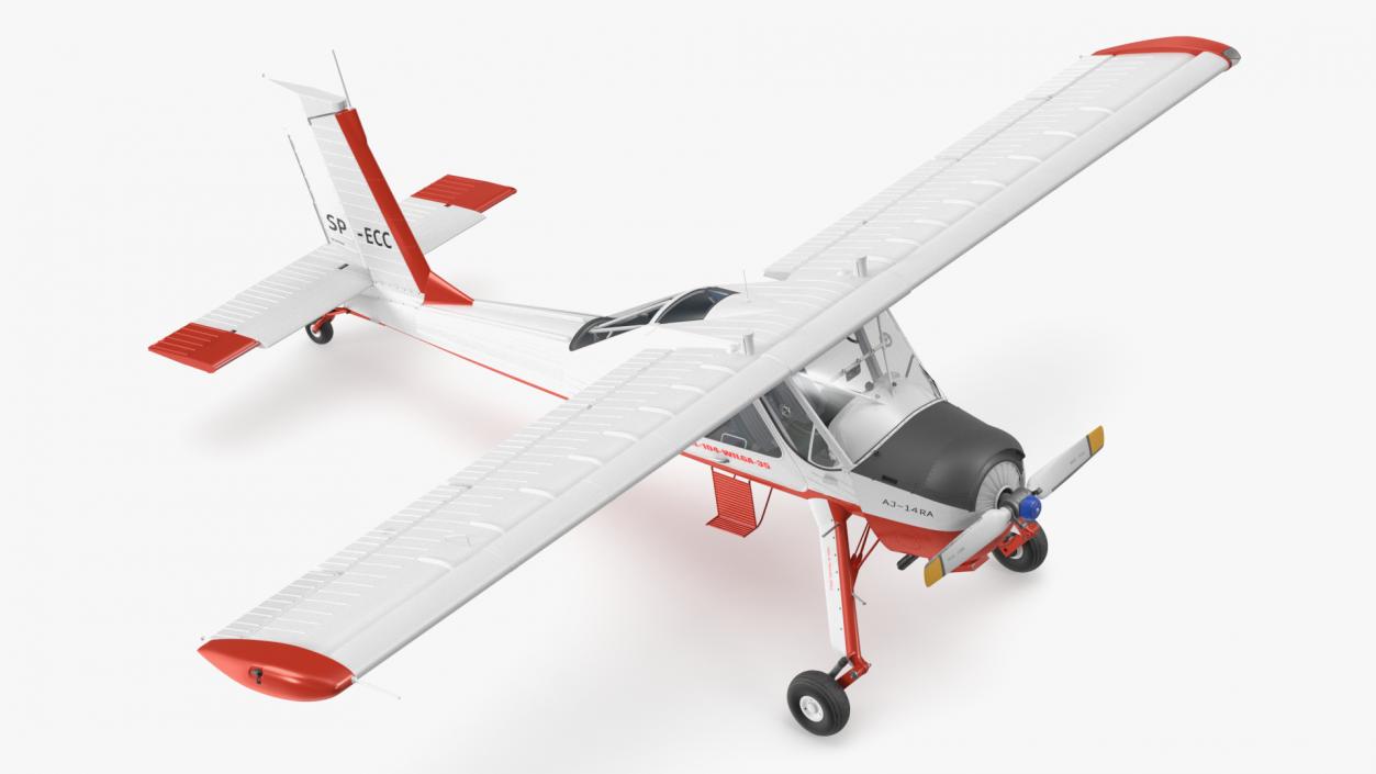 3D Utility Airplane PZL 104 Wilga White Rigged model