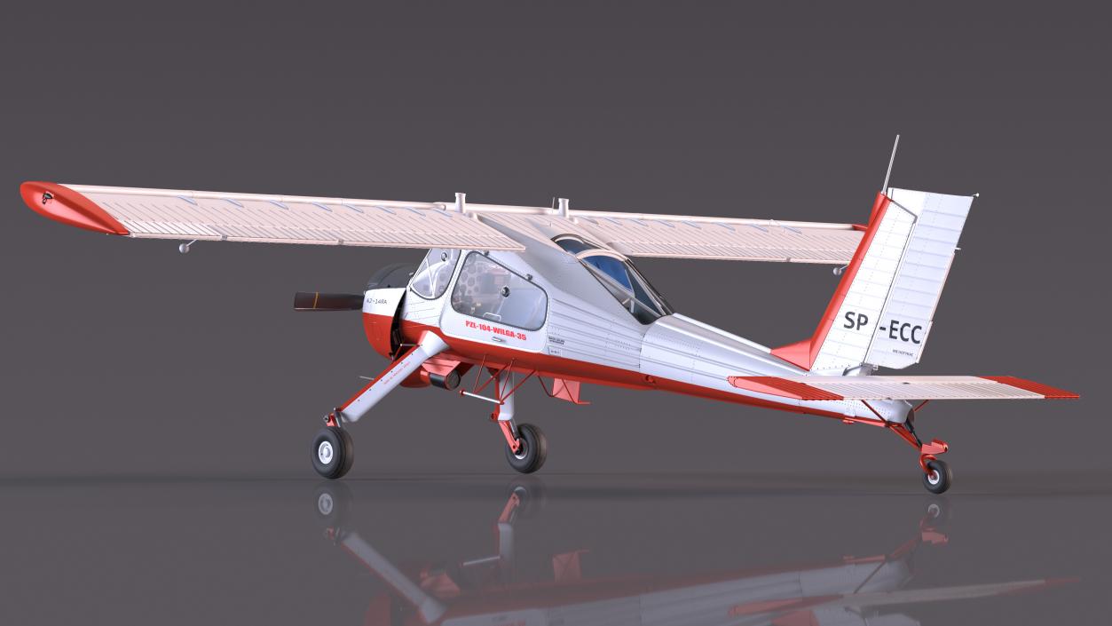 3D Utility Airplane PZL 104 Wilga White Rigged model