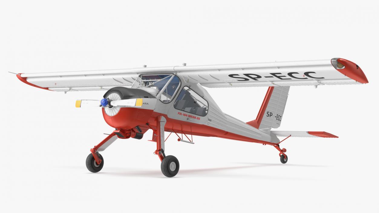 3D Utility Airplane PZL 104 Wilga White Rigged model