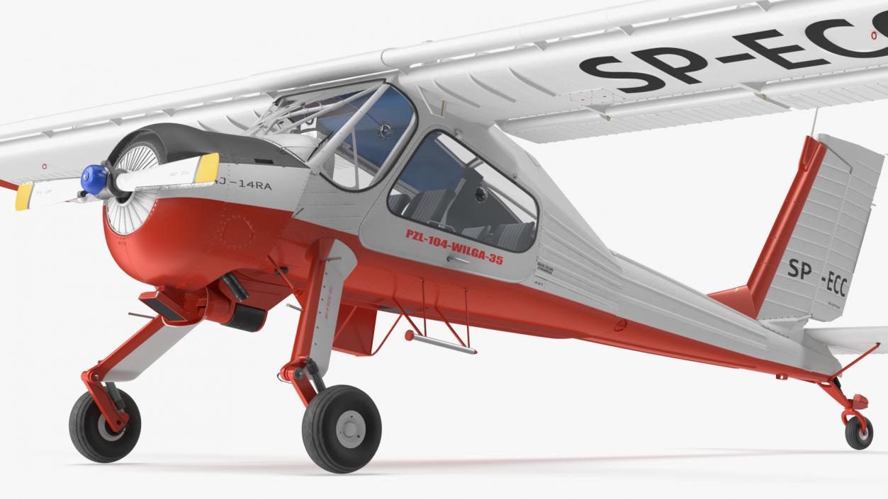 3D Utility Airplane PZL 104 Wilga White Rigged model