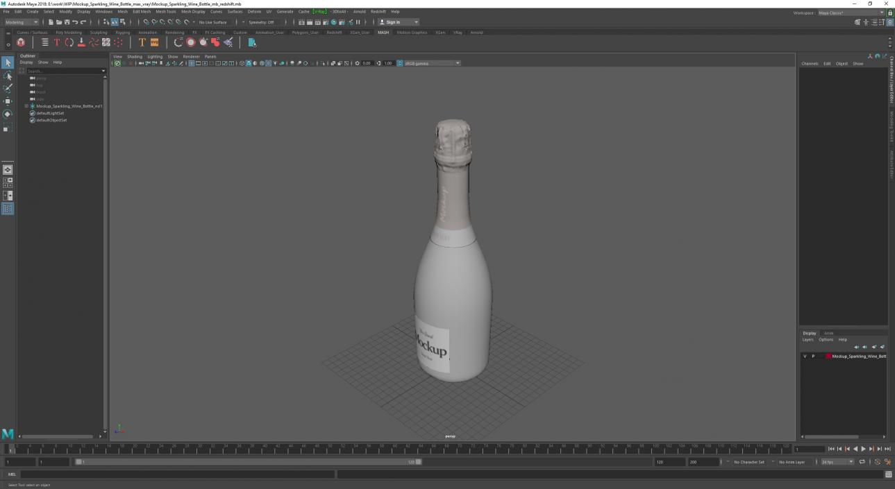 3D Mockup Sparkling Wine Bottle model