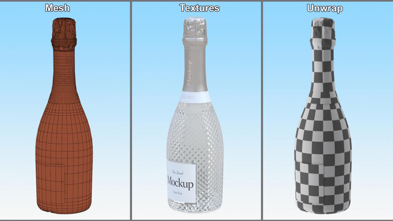 3D Mockup Sparkling Wine Bottle model