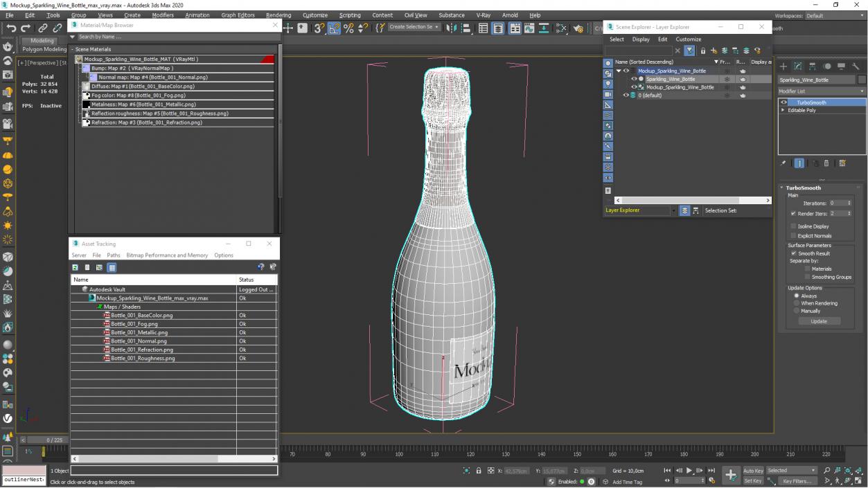 3D Mockup Sparkling Wine Bottle model