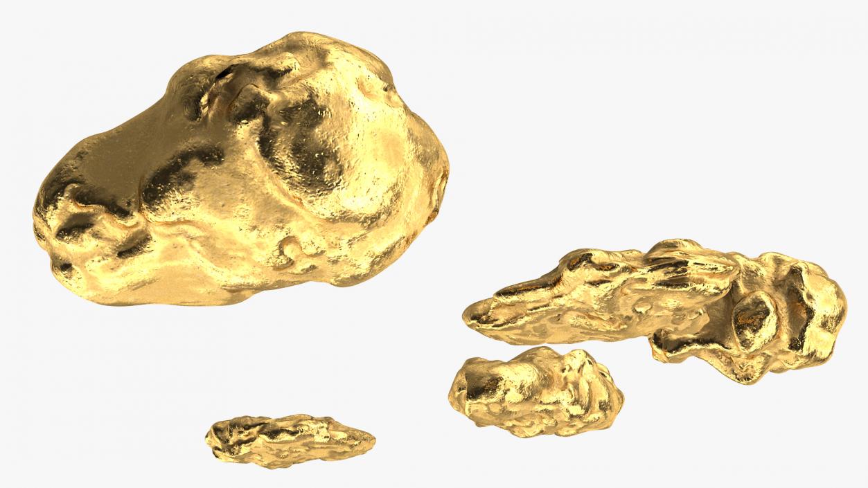 3D Metallic Gold Small Minerals model
