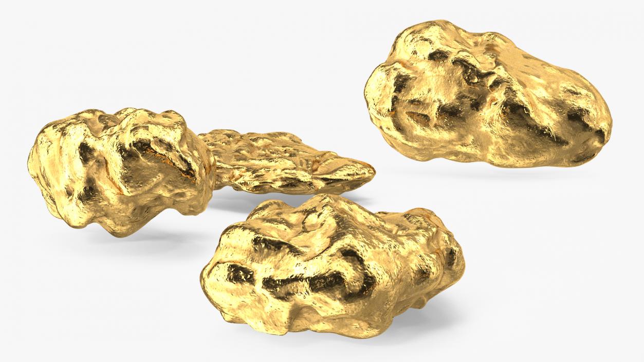 3D Metallic Gold Small Minerals model