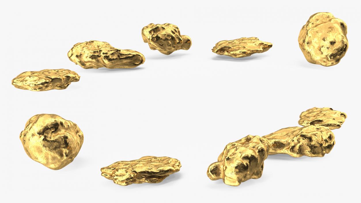 3D Metallic Gold Small Minerals model