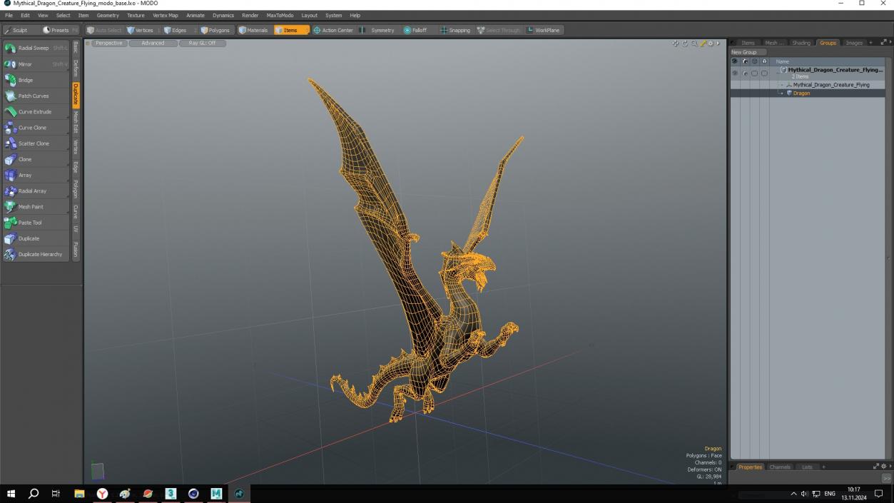 3D Mythical Dragon Creature Flying