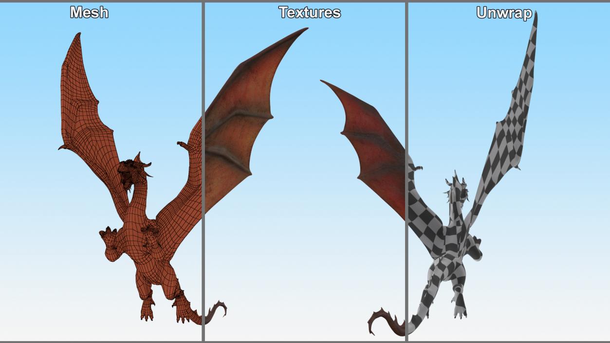 3D Mythical Dragon Creature Flying