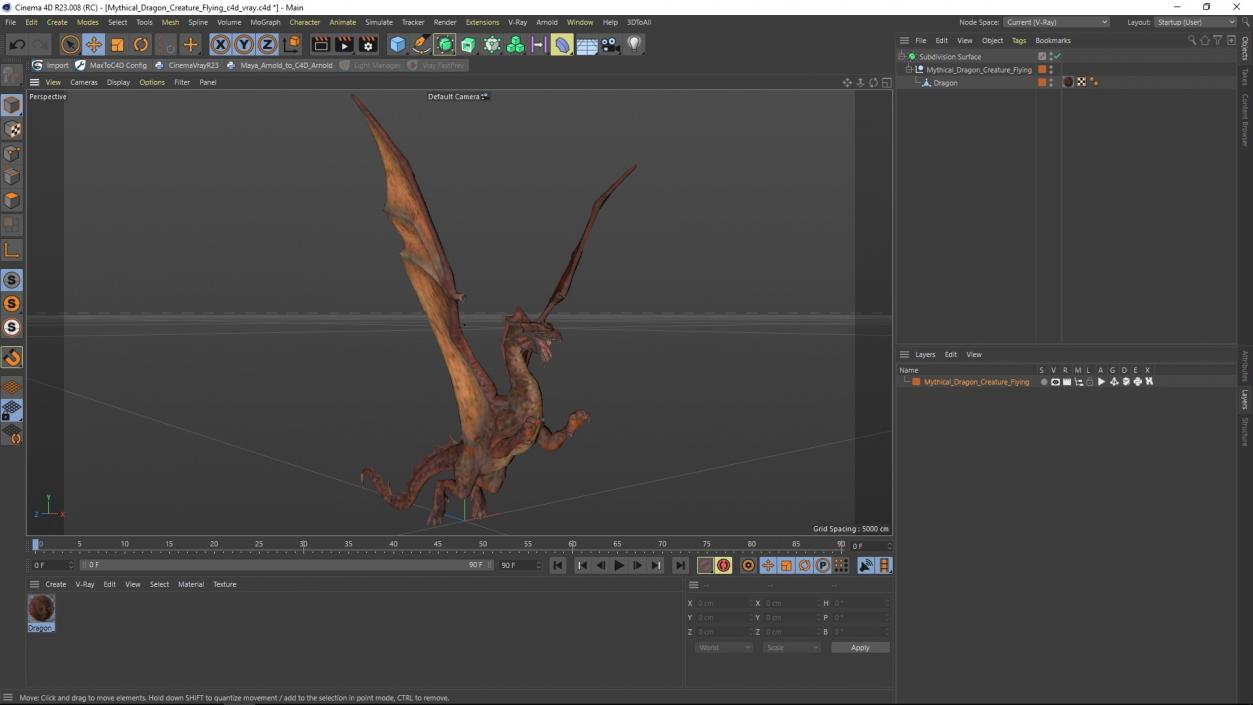 3D Mythical Dragon Creature Flying