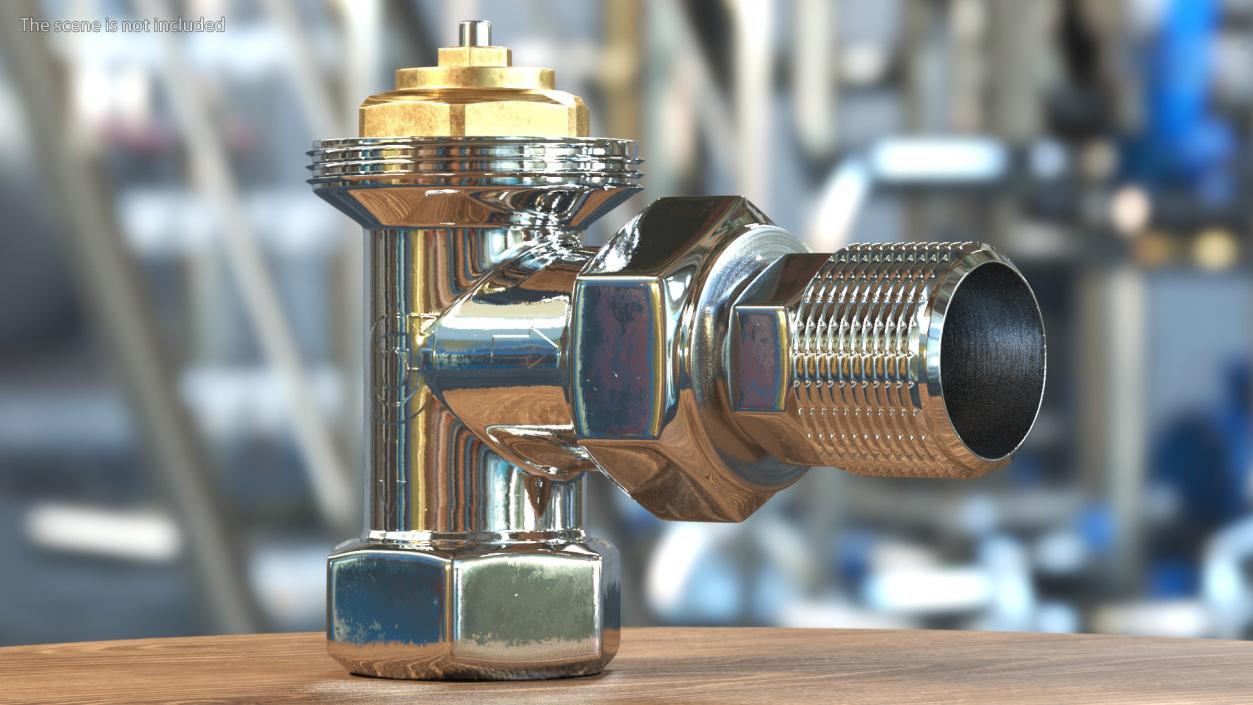 Angled Thermostatic Radiator Valve 3D model