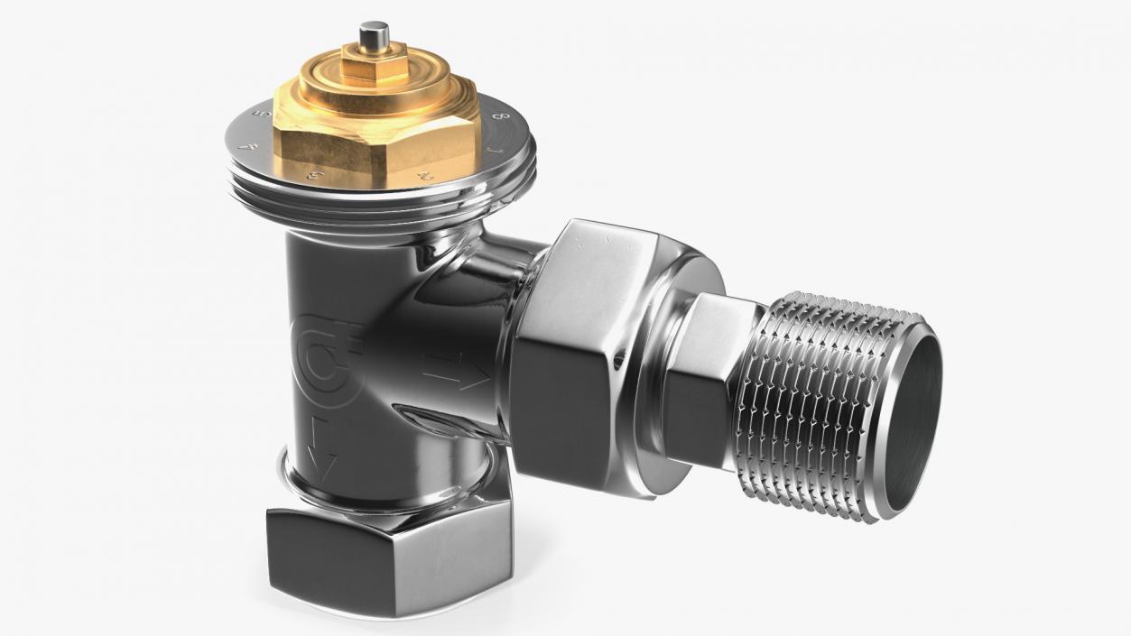 Angled Thermostatic Radiator Valve 3D model