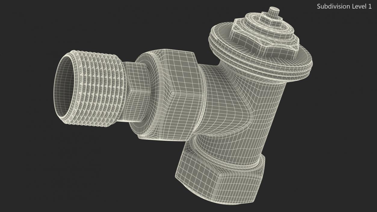 Angled Thermostatic Radiator Valve 3D model