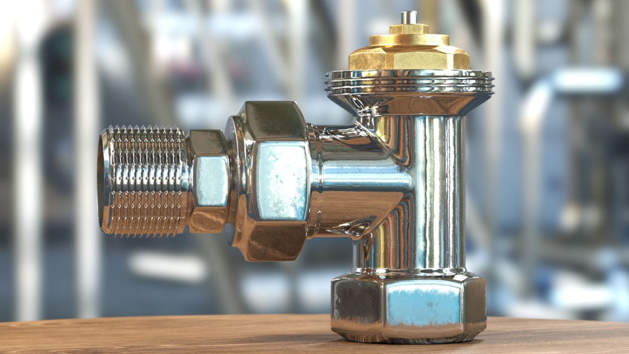 Angled Thermostatic Radiator Valve 3D model