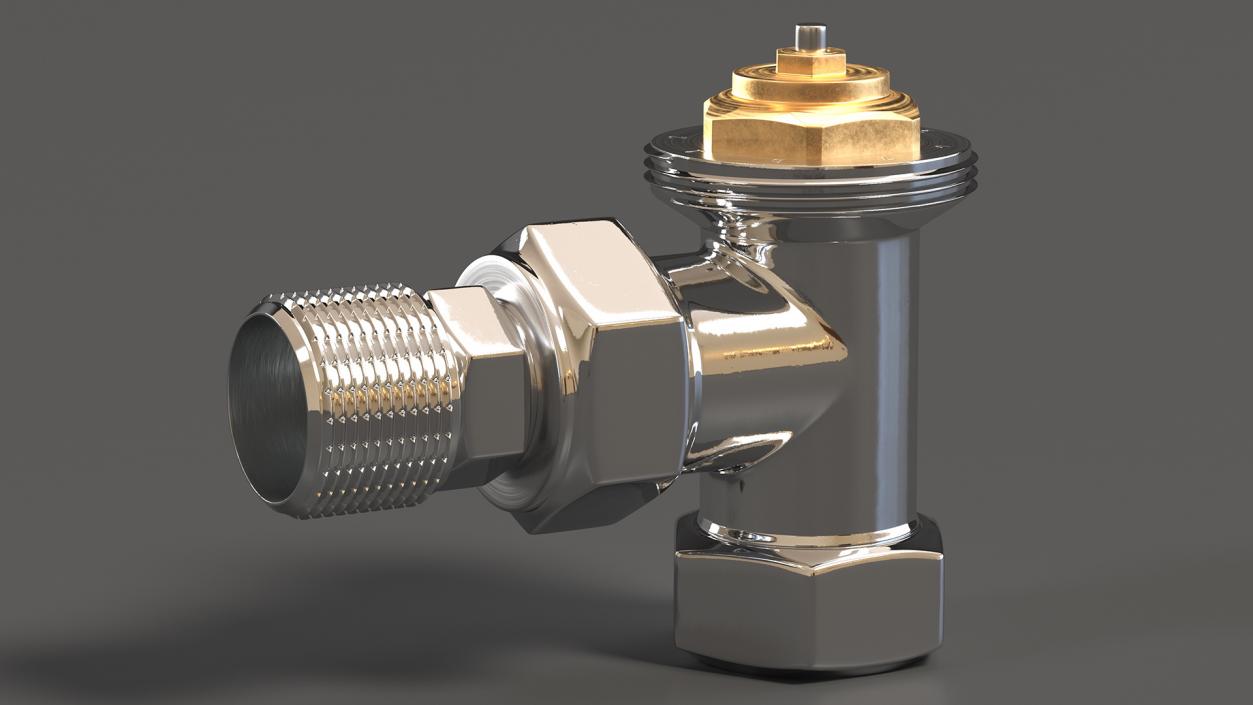 Angled Thermostatic Radiator Valve 3D model