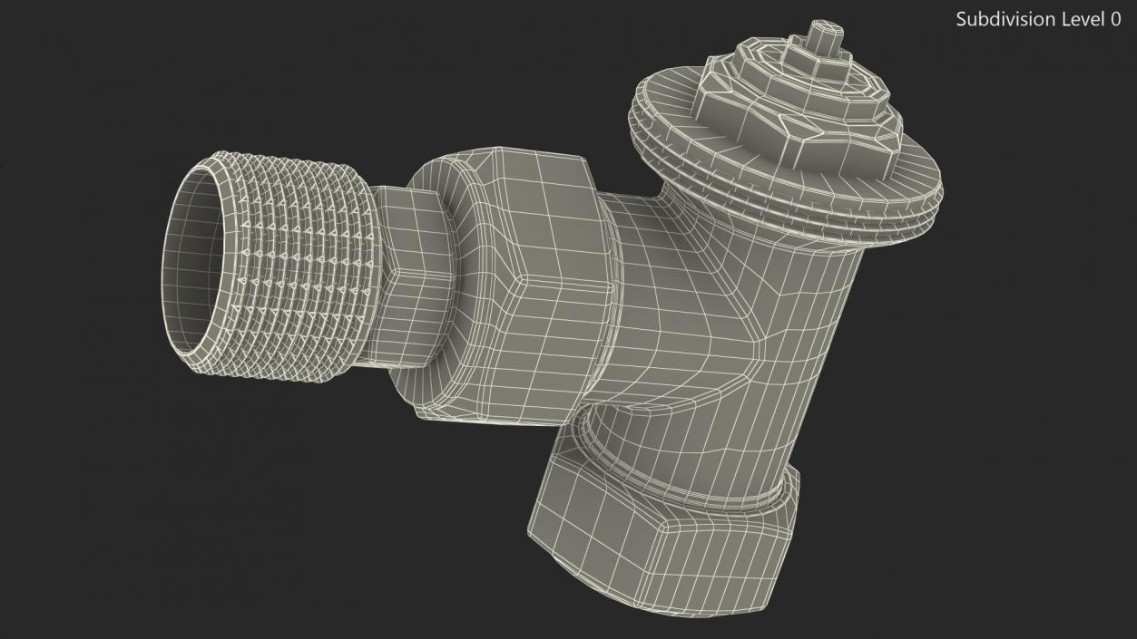 Angled Thermostatic Radiator Valve 3D model