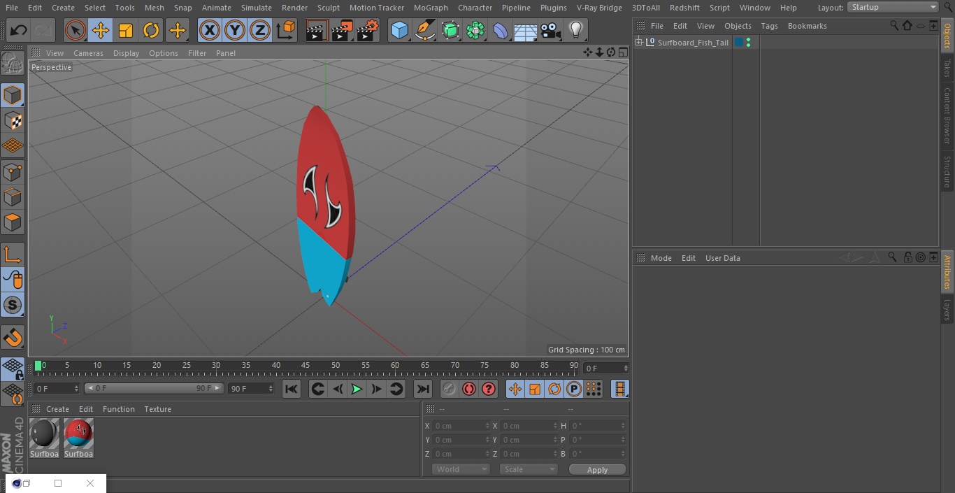 Surfboard Fish Tail 3D model