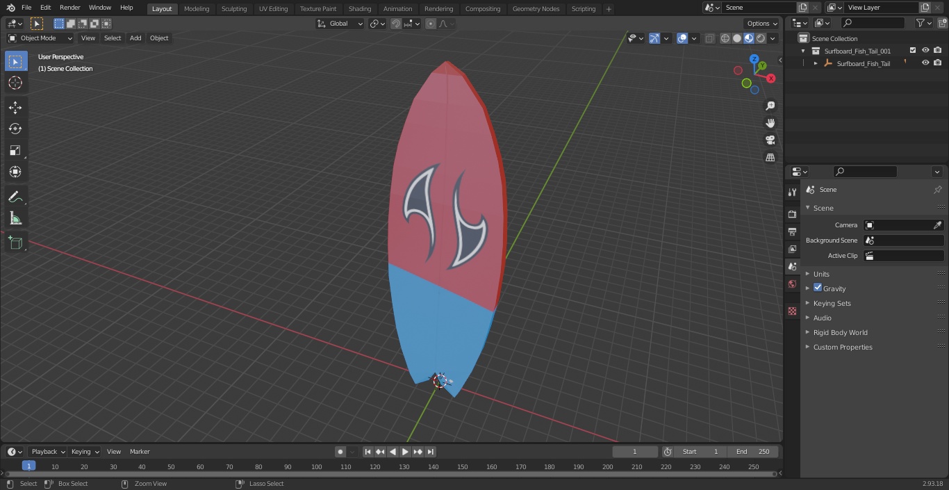 Surfboard Fish Tail 3D model