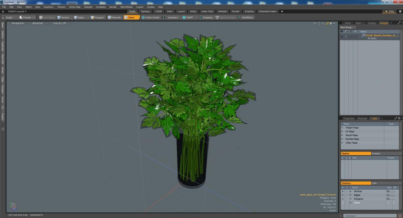 3D Fresh Bunch Parsley in Glass model