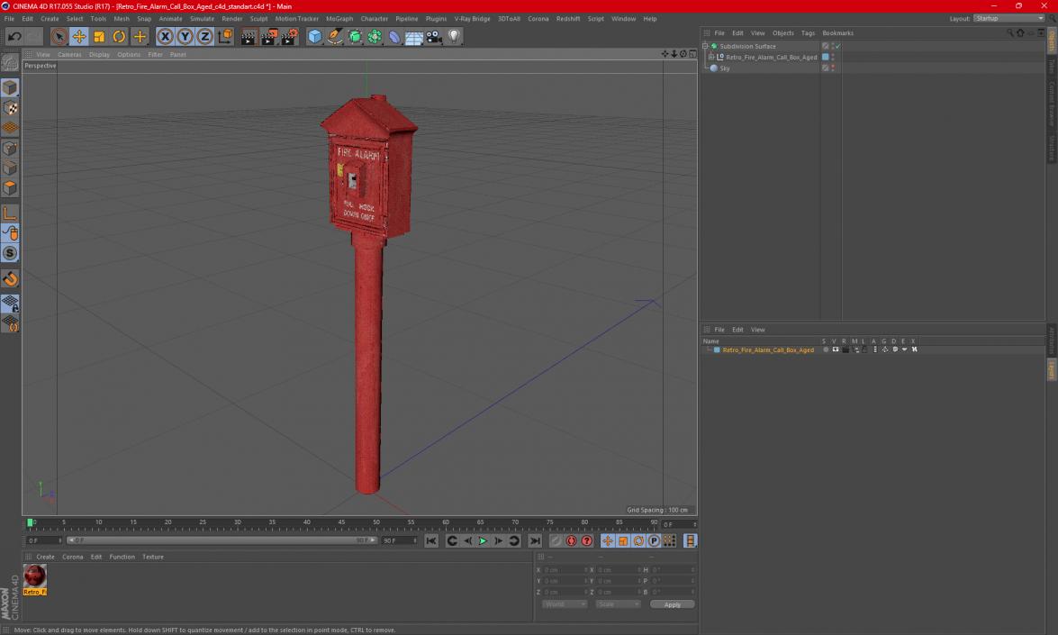 3D model Retro Fire Alarm Call Box Aged