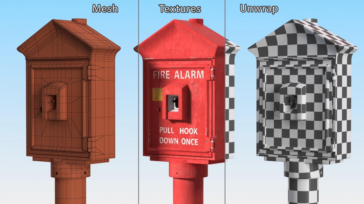 3D model Retro Fire Alarm Call Box Aged