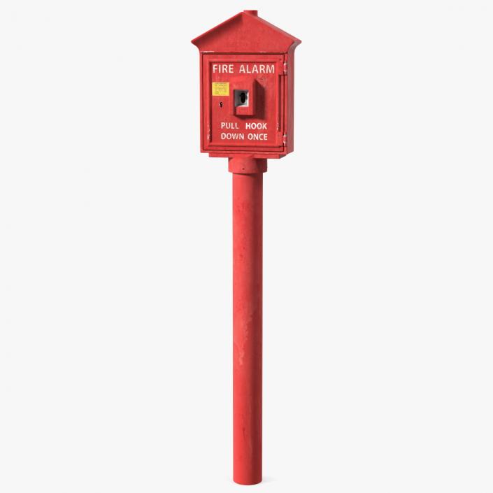 3D model Retro Fire Alarm Call Box Aged