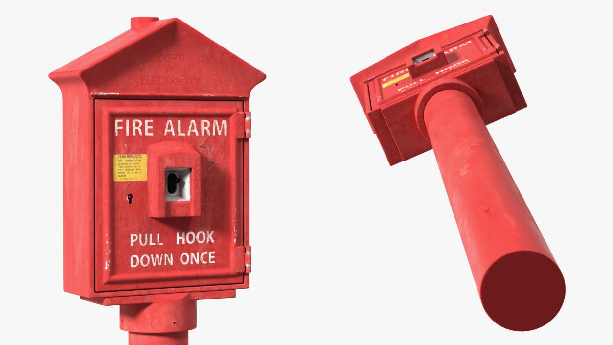 3D model Retro Fire Alarm Call Box Aged