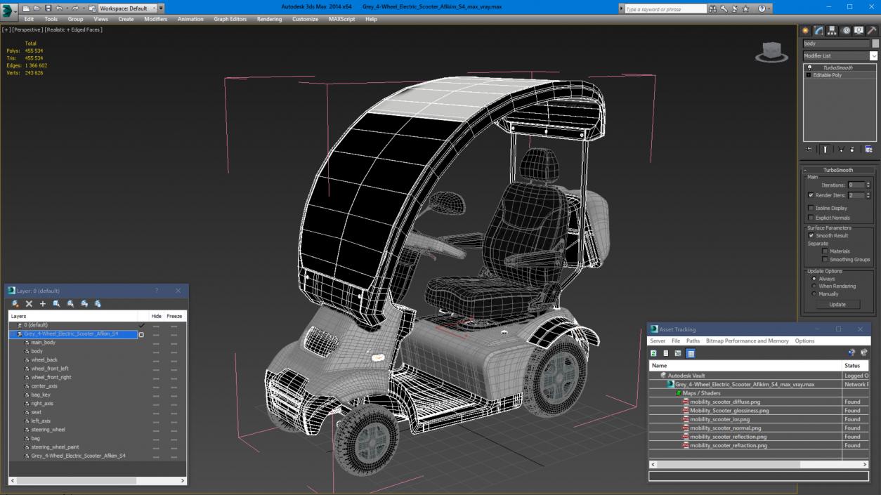 Grey 4-Wheel Electric Scooter Afikim S4 3D model