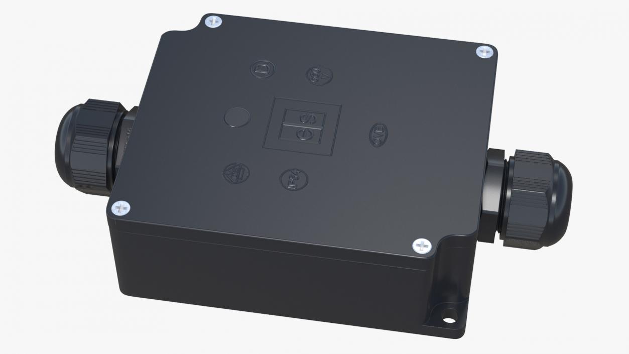 Black Closed Junction Box for 2 Wires 3D