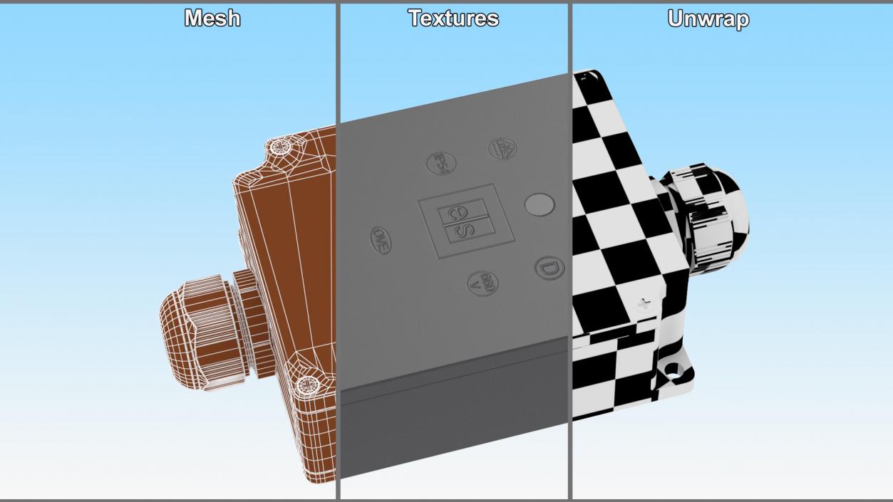 Black Closed Junction Box for 2 Wires 3D