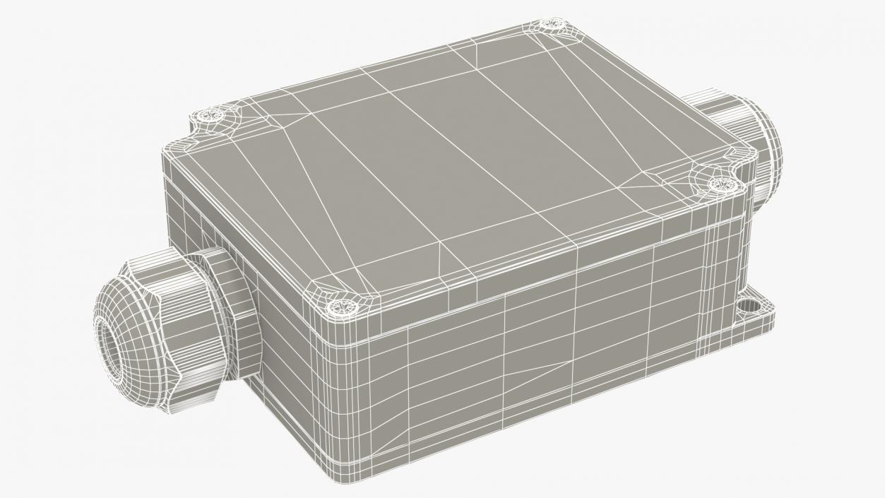 Black Closed Junction Box for 2 Wires 3D