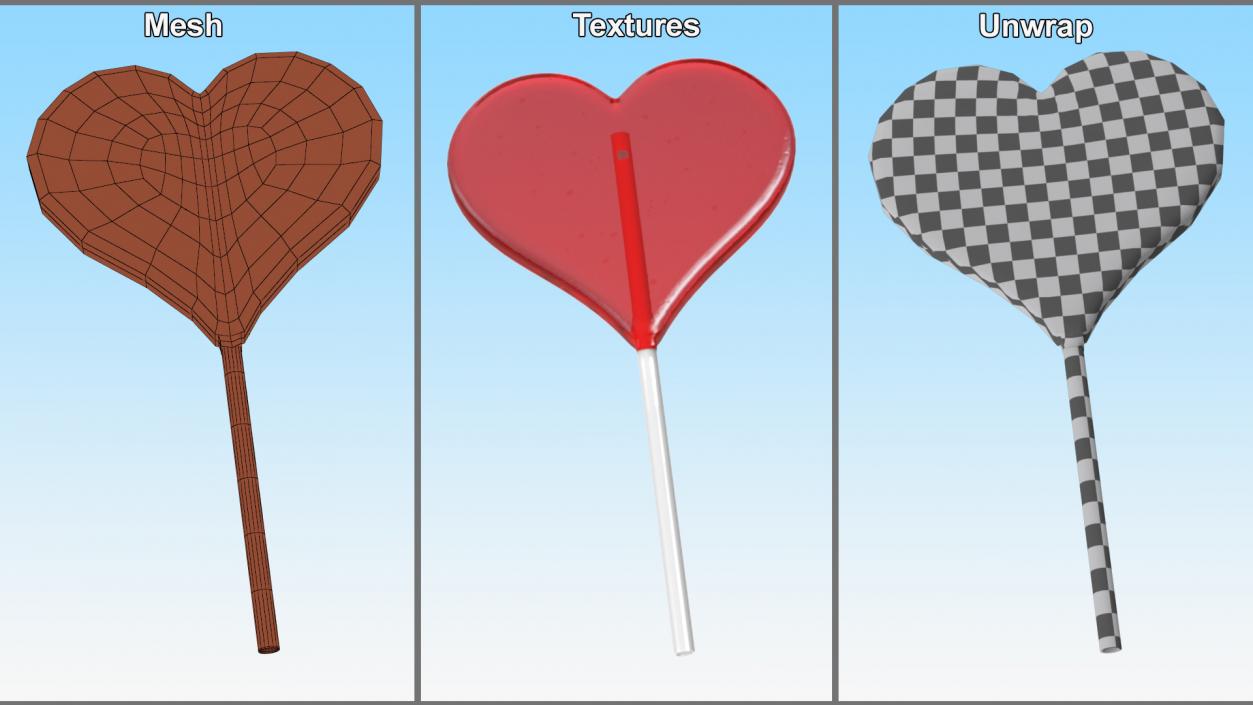 Heart Shaped Lollipop for 3D Print 3D model