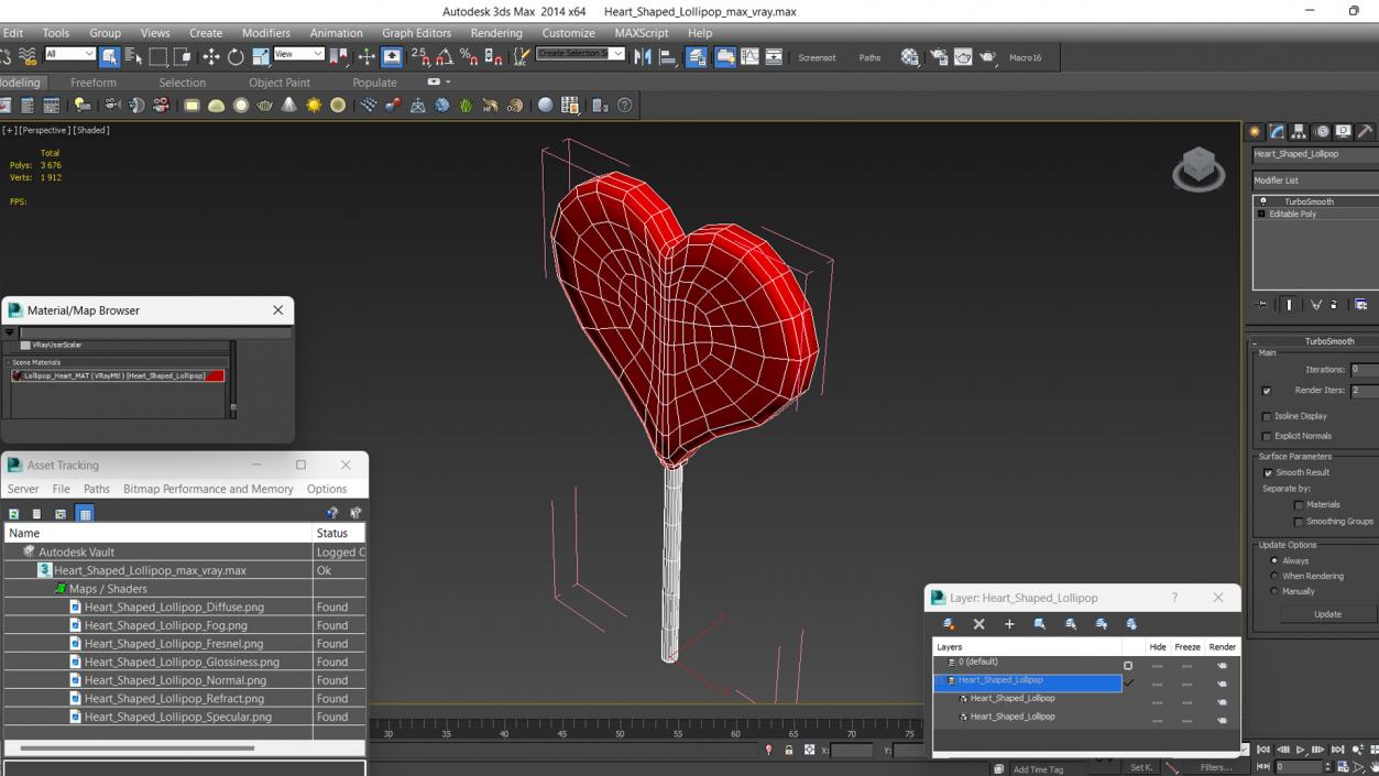 Heart Shaped Lollipop for 3D Print 3D model