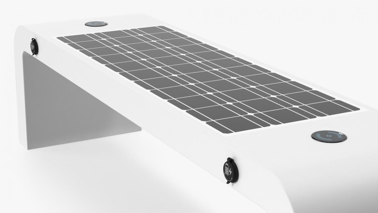 Street Bench with Solar Panel 3D model