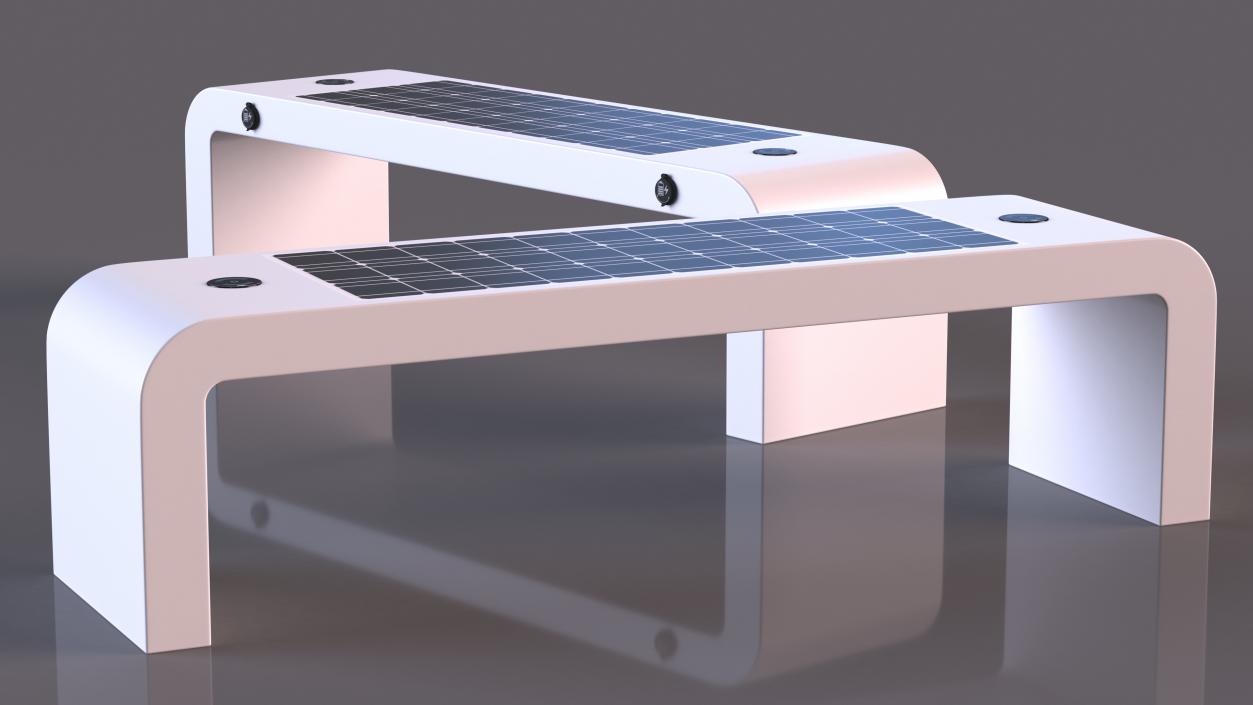 Street Bench with Solar Panel 3D model