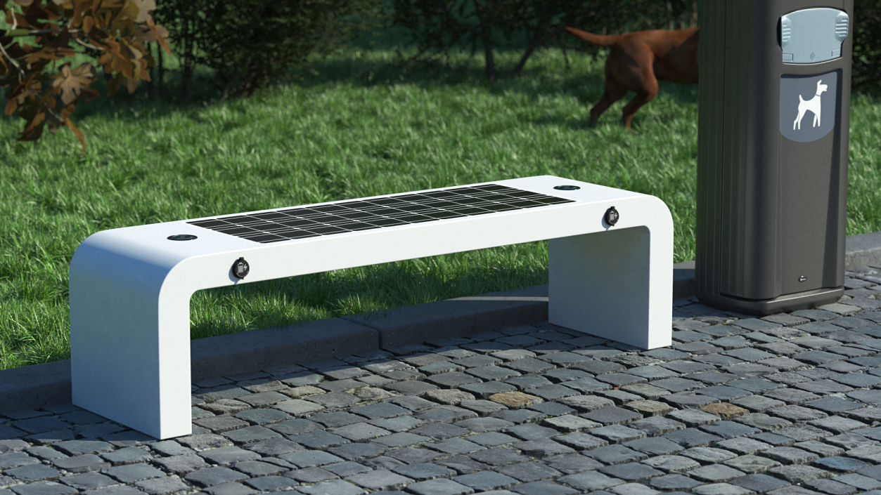 Street Bench with Solar Panel 3D model