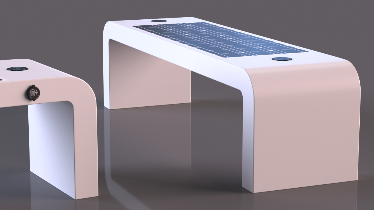 Street Bench with Solar Panel 3D model