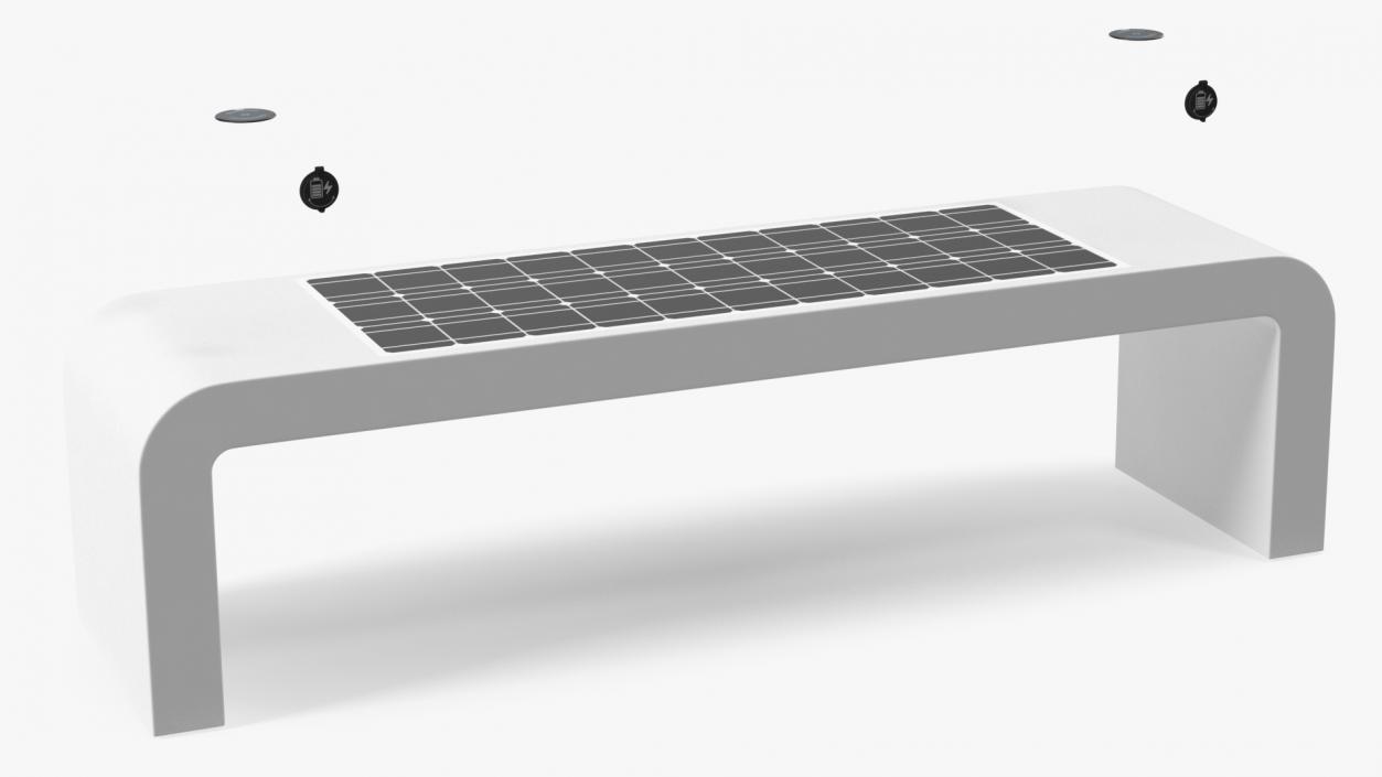 Street Bench with Solar Panel 3D model