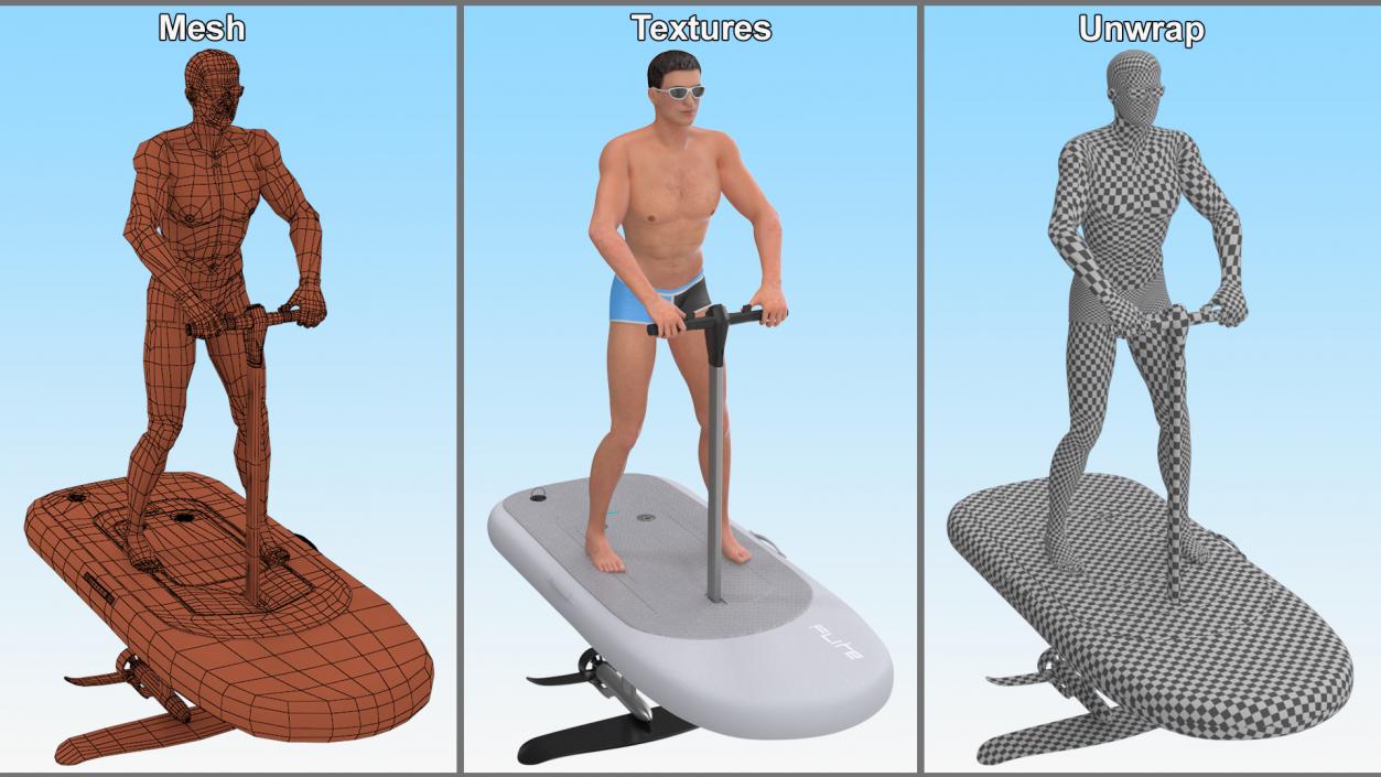 Man on Flitescooter 3D model