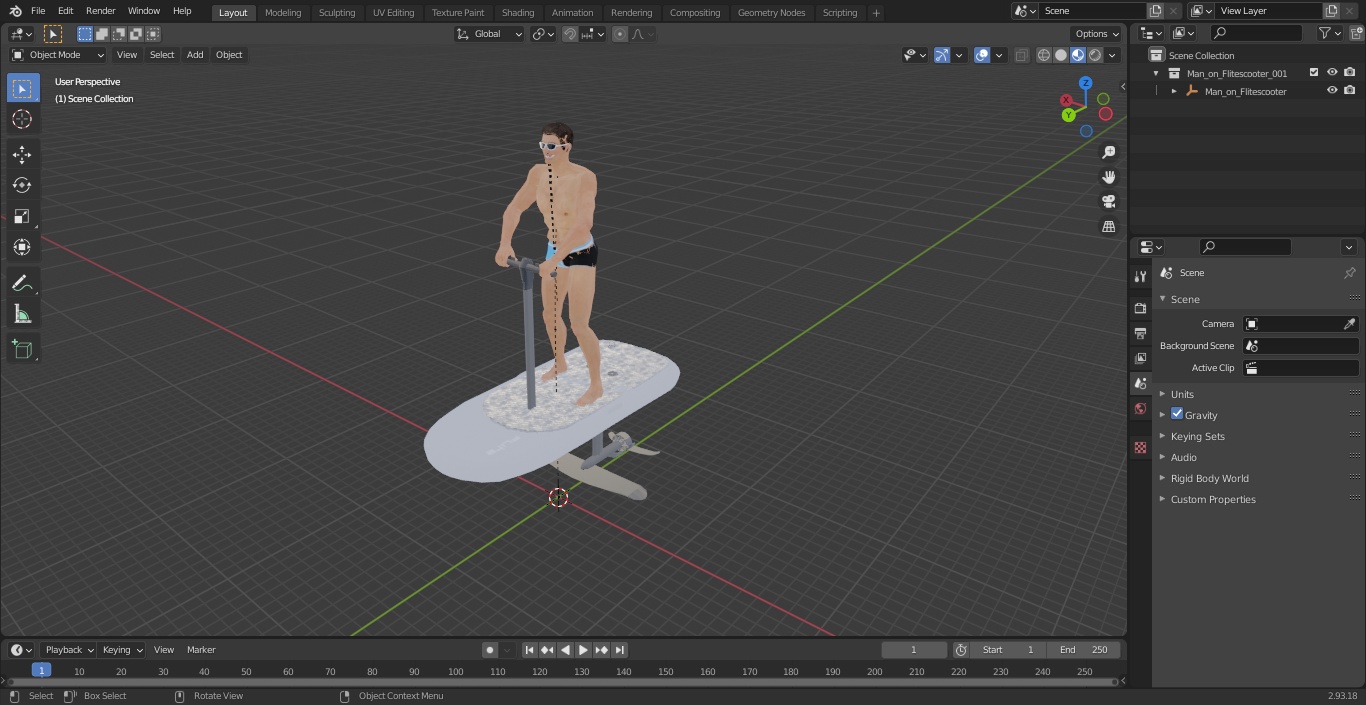 Man on Flitescooter 3D model